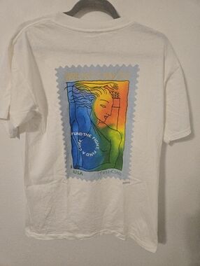 Vintage 90s USPS Breast Cancer Awareness Stamp Shirt Wild Women Medium Orlando H